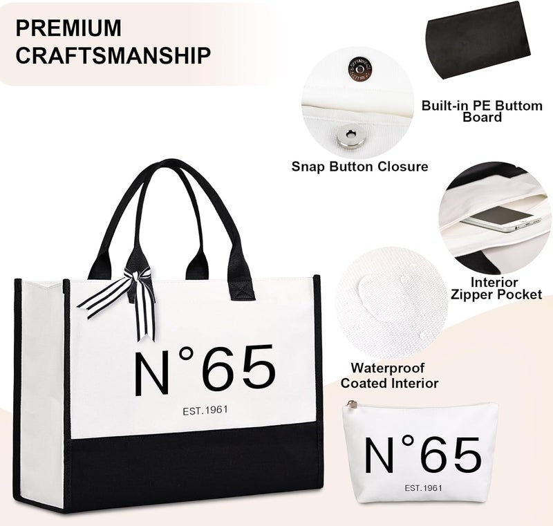 Lamyba 65th Birthday Gifts for Women, 65s Birthday Decorations for Women/Wife/Mom/Friends/Sister, Back in 1961 Poster, N 65 Tote Bag - Image 3